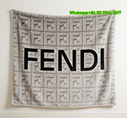 Beige & Black Fendi 3D FF Monogram Flannel Throw Blanket IMG_9295